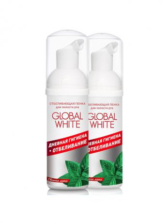 Пенки Global White Набор Пенок отбеливающих для полости рта - Свежая мята, 2 шт. по 50 мл