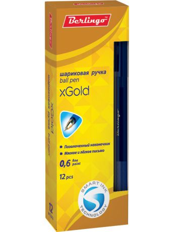 Ручки Berlingo Набор шариковых ручек (12 шт) "xGold" синяя, 0,7мм, игольчатый стержень, грип