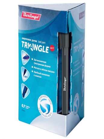Ручки Berlingo Набор шариковых ручек (30 шт) "Triangle 100T" черная, 0,7мм, трехгран., игольчатый стержень