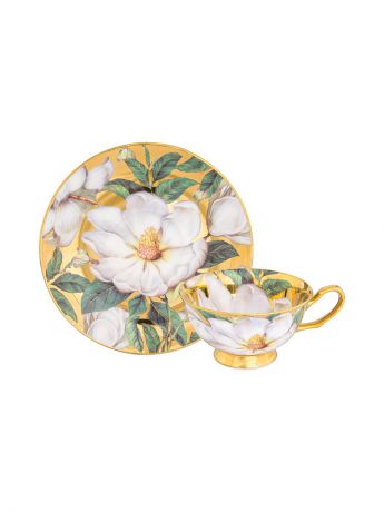 Наборы для чаепития Elan Gallery Чайная пара "Белый шиповник на золоте"
