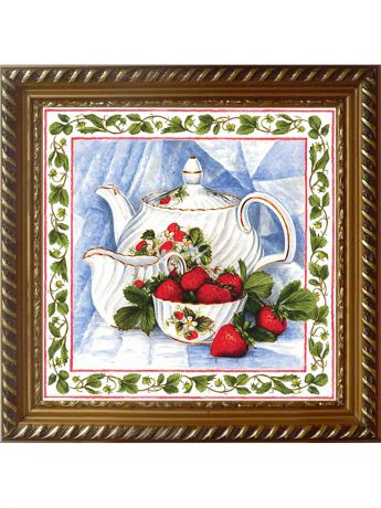 Наборы для поделок Алмазная живопись Картина стразами "Чай с клубникой" (АЖ-1442)