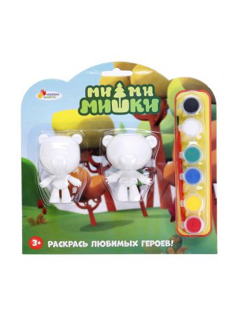 Наборы для поделок Играем вместе Набор-раскраска "Ми-ми-мишки"  с  2 фигурками , кисточкой, красками.