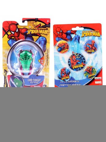 Игровые наборы Spider-Man Набор Spider Man из 7-ми предметов (1 игрушка-фонарик, 1 закладка-линейка, 5 значков)