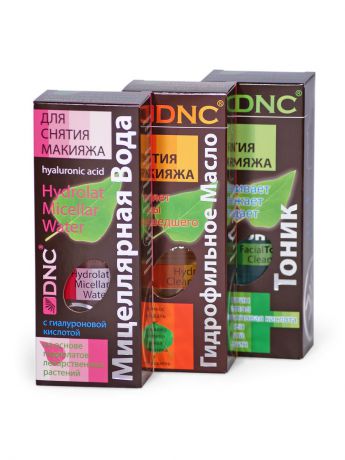 Косметические наборы для ухода DNC Набор для снятия макияжа: Гидрофильное масло, Мицеллярная вода, Тоник (3х170 мл)