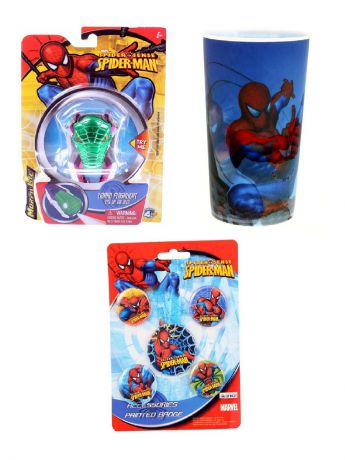 Фонари игрушечные Spider-Man Набор из 7-ми предметов Spider-Man: игрушка фонарик, пластиковый стакан, 5 значков
