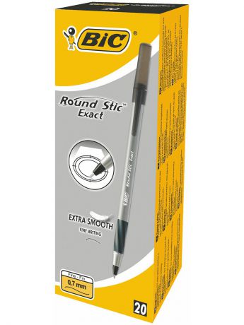 Ручки BIC Ручка шариковая BIC Round Stic Exact черная, 20 штук