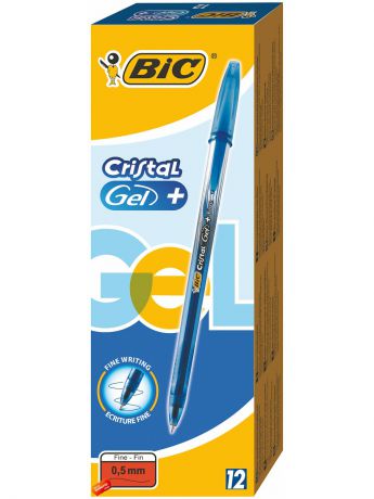 Ручки BIC Ручка гелевая BIC Cristal Gel+ синяя, 12 штук