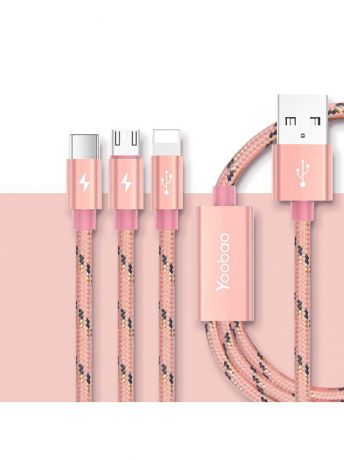 Кабели Yoobao Универсальный кабель Micro-USB+Lightning+Type-C YB-453 120 см