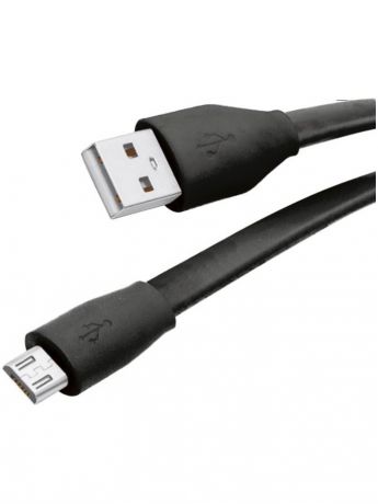 Кабели Partner Partner ПР032978 Кабель USB 2.0 - microUSB, 1м, 2.1A, черный, плоский