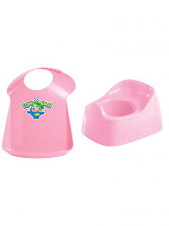 Детские горшки Пластишка Набор для малыша: горшок детский розовый + нагрудник розовый