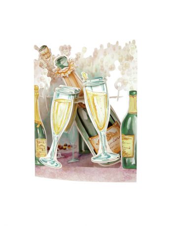 Открытки Даринчи Объемная открытка  "Шампанское"