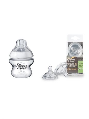 Бутылочки для кормления TOMMEE TIPPEE Бутылочка 150 мл + Подарок Соска Медленный поток 2 шт. в уп