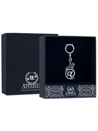 Ювелирные сувениры АргентА Брелок для ключей "Собака @" с чернью + футляр