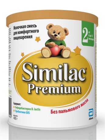 Заменители грудного молока Similac Смесь сухая молочная Similac Premium 2, с 6 до 12 месяцев, 400 гр