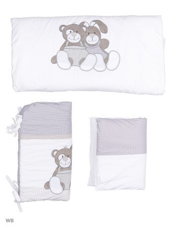 Постельное белье FIM Комплект постельного белья в кроватку  "Мишка и Зайка", 120х60