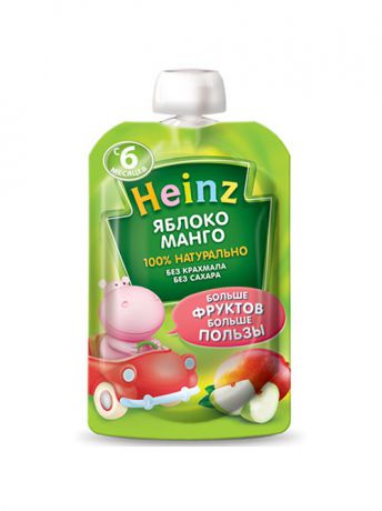 Пюре детские Heinz Пюре Heinz яблоко, манго (пауч), с 6 месяцев, 90 гр (12 штук)