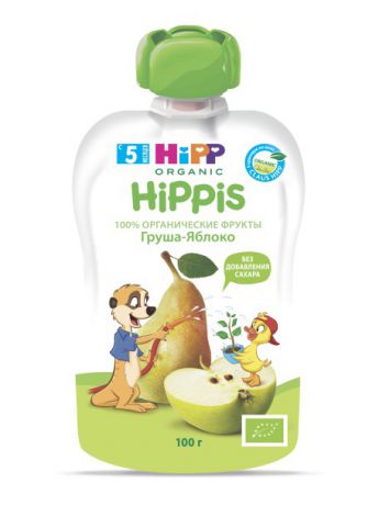 Пюре детские Hipp Пюре Hippis яблоко-груша 100г с 5 месяцев (6 штук)