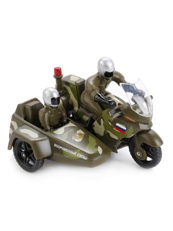 Машинки Технопарк Мотоцикл металлическая  10см, с коляской с фигурками полиция/вс  .