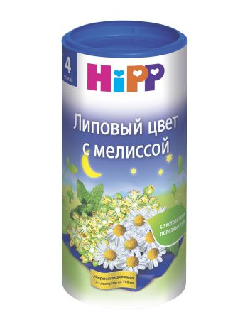 Чай детский Hipp Чай HiPP липовый цвет с мелиссой детский, с 4 месяцев, 200г