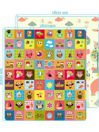 Игровые коврики Mambobaby Коврик Мир животных/Совята двусторонний 200х180х0,5