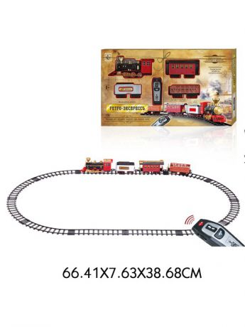 Железные дороги 1Toy Железная дорога Ретро  Экспресс,  свет,звук, дым, паровоз, 3 вагона, пду, 16 деталей,пути 148х86