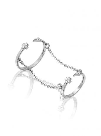 Ювелирные кольца KU&KU Стильное кольцо с цепочками на две фаланги