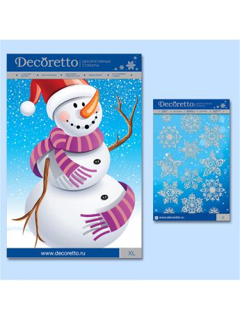 Наклейки интерьерные DECORETTO Набор наклеек для декора Снежный приятель и Искрящиеся звезды