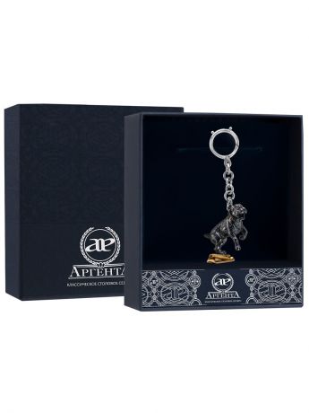 Ювелирные сувениры АргентА Брелок для ключей "Питбуль" частично позолоченный с чернью + футляр