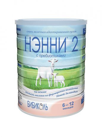 Заменители грудного молока НЭННИ Смесь сухая молочная Нэнни 2 с пребиотиками на основе козьего молока, 6-12 мес., 800г
