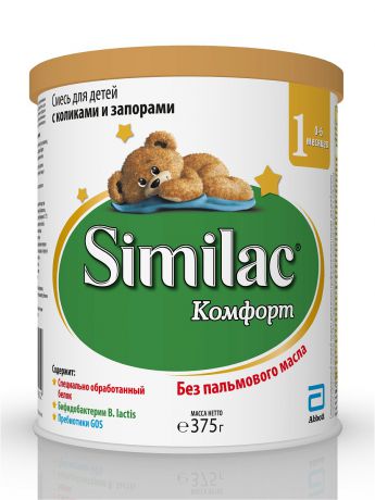 Заменители грудного молока Similac Смесь сухая молочная специальная Similac Комфорт 1, с 0 до 6 месяцев, 375 гр