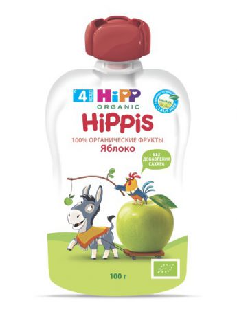 Пюре детские Hipp Пюре Hippis яблоко 100г с 4 месяцев (6 штук)