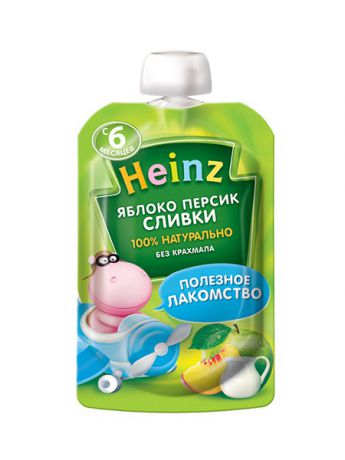 Пюре детские Heinz Пюре Heinz яблоко/персик/сливки, с 6 месяцев, 90г (12 штук)