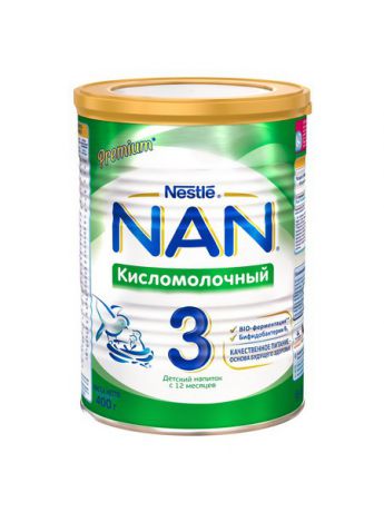 Заменители грудного молока NAN Напиток сухой молочный NAN 3 Кисломолочный, с 12 месяцев, 400г