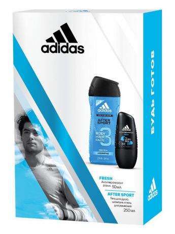 Косметические наборы для ухода Adidas Набор Fresh+after sport антиперспирант ролик 50 мл+ гель для душа 250 мл