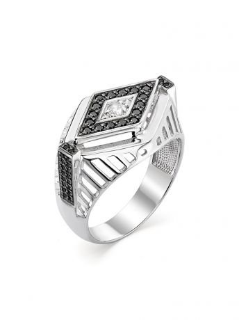 Ювелирные кольца KU&KU Мужское кольцо печатка с фианитами