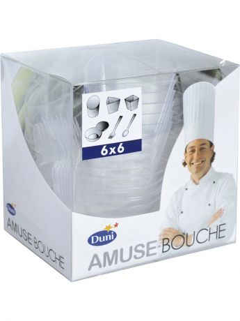 Одноразовая посуда DUNI Набор AmuseB 6х6 (кв+тр+труба+о+вилка+ложка); Amuse-bouche