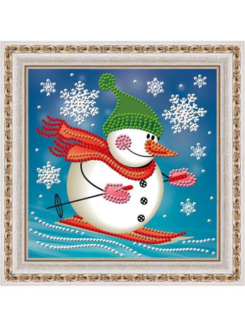 Наборы для поделок Алмазная живопись Картина стразами "Снеговик лыжник" АЖ-3011