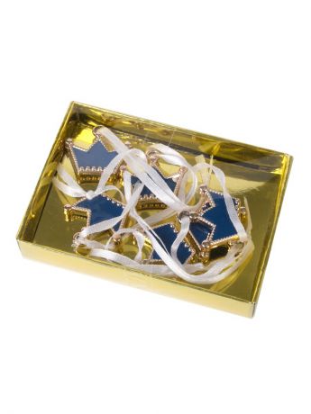 Елочные украшения Magic Time Новогоднее подвесное украшение Синие короны, набор из 6шт., 75380