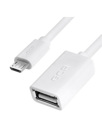 Кабели GCR Адаптер переходник OTG  0.75m, белый, 30/30 AWG, micro USB / AF USB 2.0, GCR