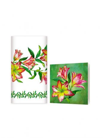 Бумажные салфетки Bulgaree Green Набор "Лилии" для пикников и праздников: салфетки и скатерть