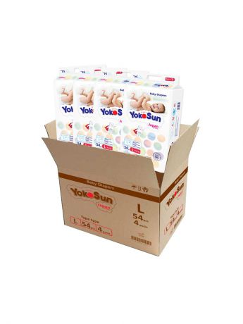 Подгузники детские YokoSun Подгузники YOKOSUN L (9-13 кг) (4 упаковки по 54 шт)