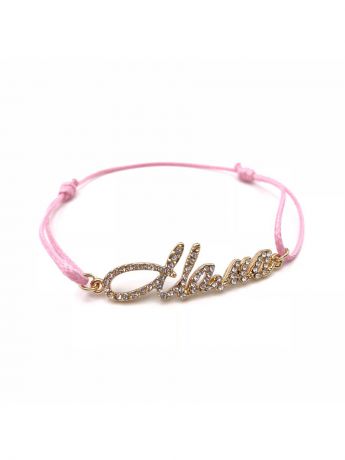 Браслеты Honey Jewelry Браслет "Мама" с кристаллами на розовом шнурке