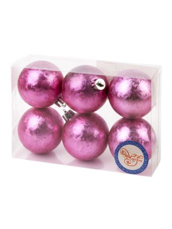 Елочные украшения Magic Time Новогоднее подвесное украшение Шар Метель розовый, набор из 6шт., 6см, 76003