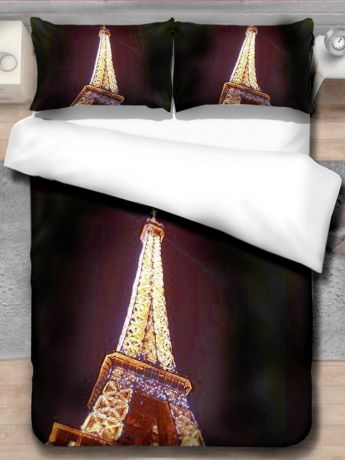 Постельное белье Evoluxe 3D комплект постельного белья (евро), "Эйфелева башня"