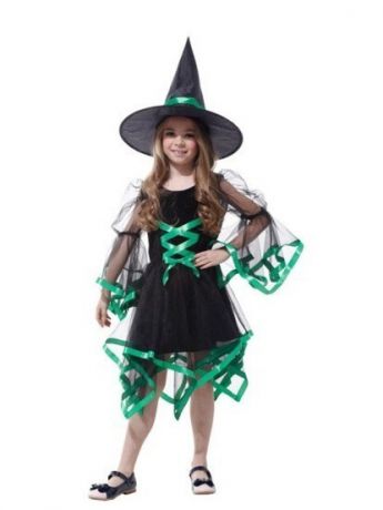 Карнавальные костюмы VKOSTUME Детский костюм ведьмочки зеленый