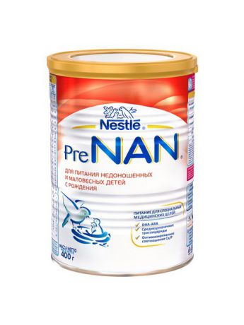 Заменители грудного молока NAN Смесь сухая молочная PRE NAN, с рождения, 400г