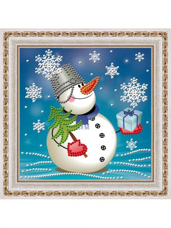 Наборы для поделок Алмазная живопись Картина стразами "Снеговик с подарком" АЖ-3010