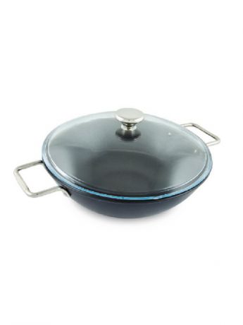 Сковороды НЕВА металл посуда Вок 30, Saffran, со ст.крышкой и двумя ручками, литой