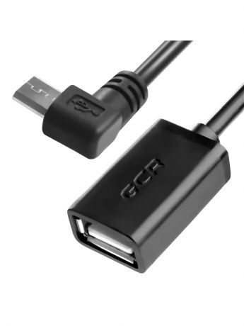 Кабели GCR Адаптер переходник  OTG 0.75м уголовой, черный, 30/30 AWG, micro USB/ AF USB 2.0, GCR