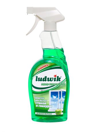 Средства для уборки Ludwik Средство для мытья стекол и глазурованной плитки нанотехнология зеленое яблоко, 750 мл